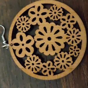 Laser cut wood earrings